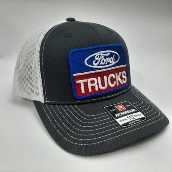 Ford Trucks Richardson 112 Mesh Snapback Cap Hat Red Embroidered Patch Retro Vtg - Picture 3 of 4